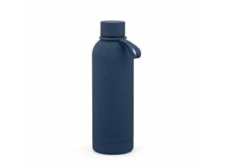 Hudson Trinkflasche 540ml aus recy. Edelstahl. Doppelwandig, gummierter Oberfläche