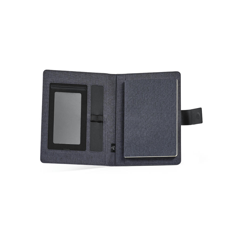 Tolstoy A5-Mappe rPET. Notizblock mit 64-seitigem FSC® .Verschluss aus rPU