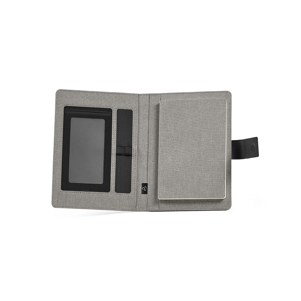 Tolstoy A5-Mappe rPET. Notizblock mit 64-seitigem FSC® .Verschluss aus rPU