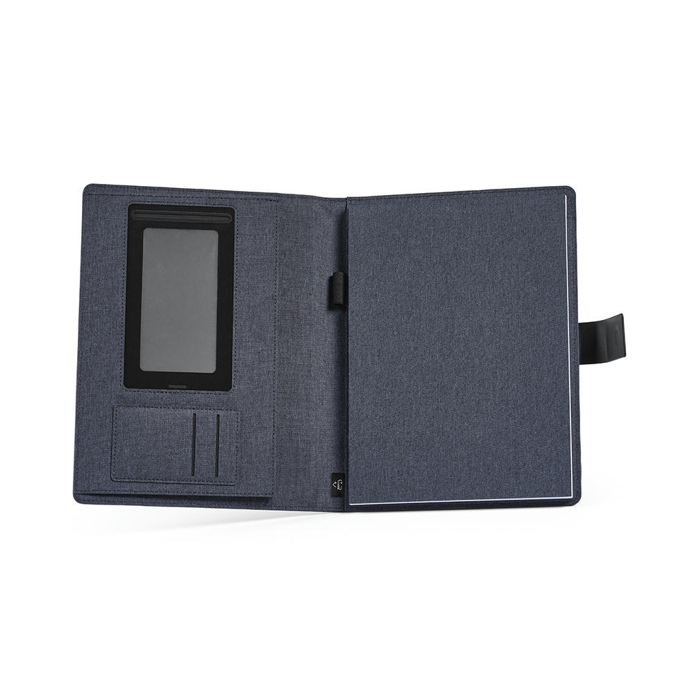 Tolstoy A4-Mappe rPET. Notizblock mit 64-seitigem FSC®.Verschluss aus rPU