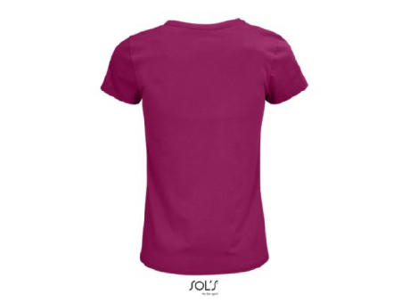 CAMISETA MUJER AJUSTADA DE PUNTO LISO Y CUELLO REDONDO