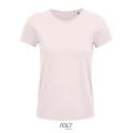 CAMISETA MUJER AJUSTADA DE PUNTO LISO Y CUELLO REDONDO