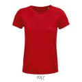 CAMISETA MUJER AJUSTADA DE PUNTO LISO Y CUELLO REDONDO