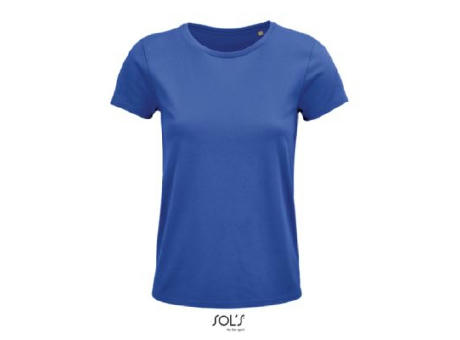 CAMISETA MUJER AJUSTADA DE PUNTO LISO Y CUELLO REDONDO