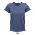 CAMISETA MUJER AJUSTADA DE PUNTO LISO Y CUELLO REDONDO