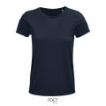 CAMISETA MUJER AJUSTADA DE PUNTO LISO Y CUELLO REDONDO