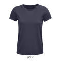 CAMISETA MUJER AJUSTADA DE PUNTO LISO Y CUELLO REDONDO