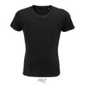 CAMISETA NIÑO AJUSTADA DE PUNTO LISO Y CUELLO REDONDO