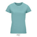 CAMISETA MUJER AJUSTADA DE PUNTO LISO Y CUELLO REDONDO