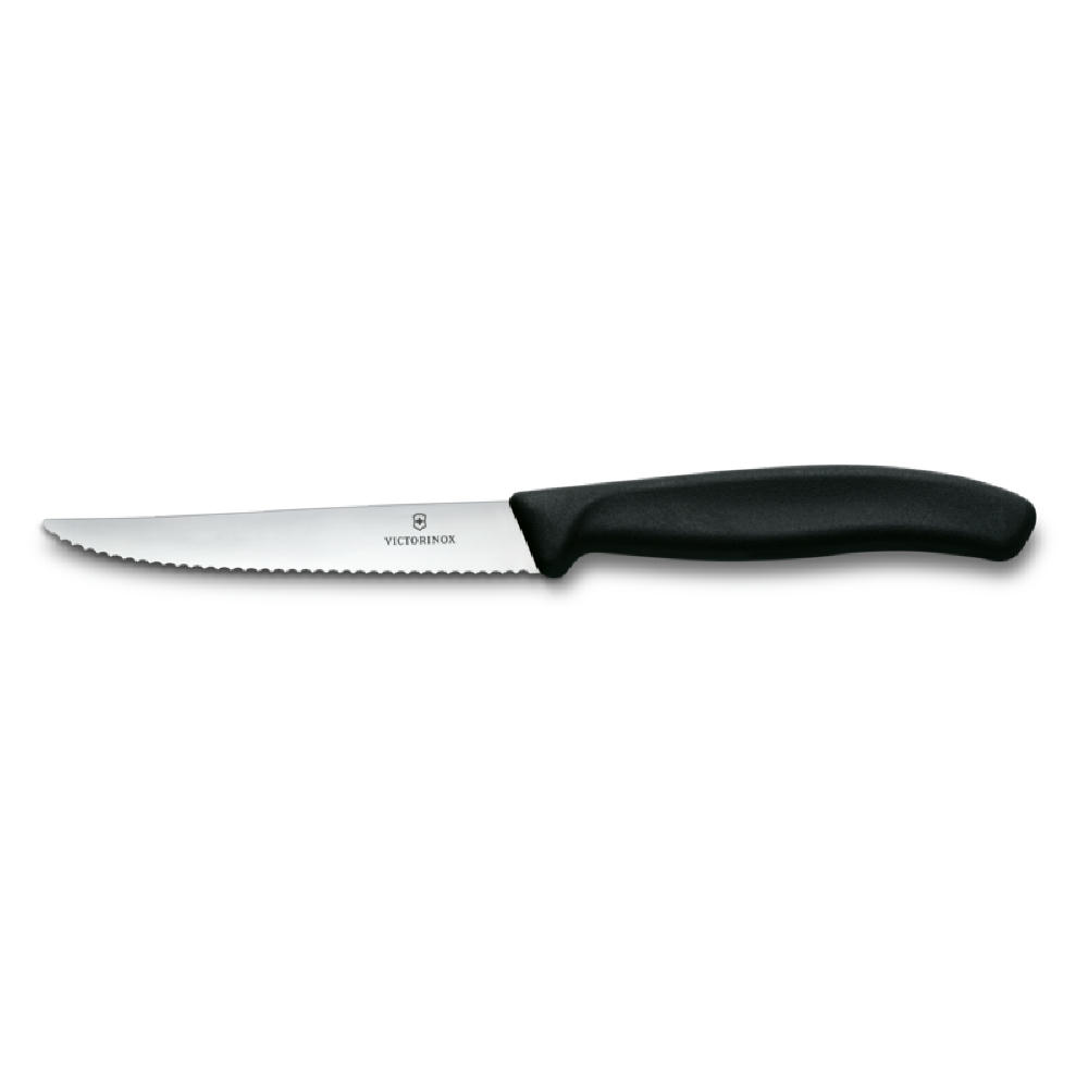 Swiss Classic, Steak & Pizzamesser, 11cm, Wellen, schwarz