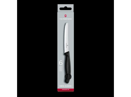 Swiss Classic, Tomaten & Tafelmesser, 6tlg, 11cm, Wellen, schwarz