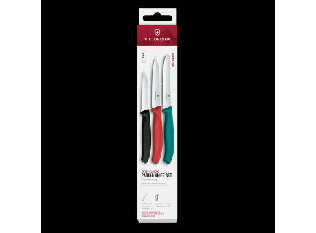 Swiss Classic, Gemüsem. Set, 3tlg, gerade/Wellen,grün/rot/schwarz