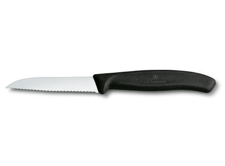 Swiss Classic, Gemüsemesser, 8cm, Wellen, schwarz