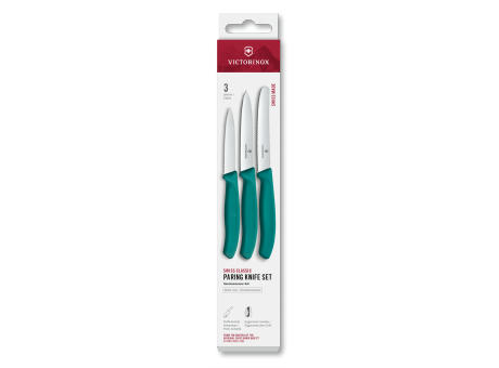 Swiss Classic, Gemüsemesser Set, 3tlg, gerade/Wellen, grün, Box