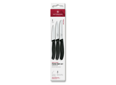 Swiss Classic, Gemüsemesser Set, 3tlg, gerade/Wellen, schwarz,Box