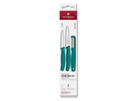 Swiss Classic, Gemüsemesser mit I-Schäler, 3tlg, grün, Box