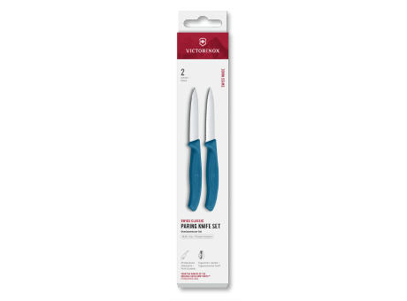 Swiss Classic, Gemüsemesser Set, 2tlg, 8cm, gerade/Wellen,blau