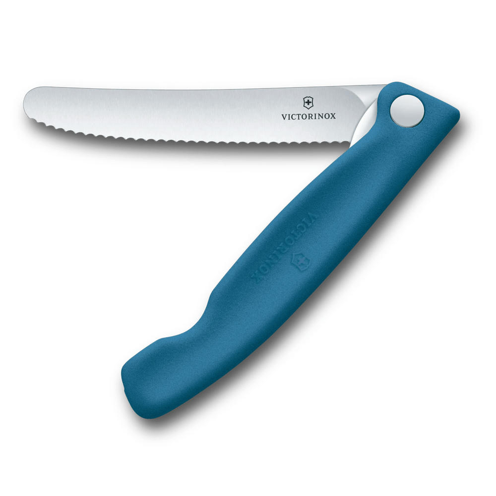 Swiss Classic, Picknick Messer, 11cm, Wellen, blau, Box