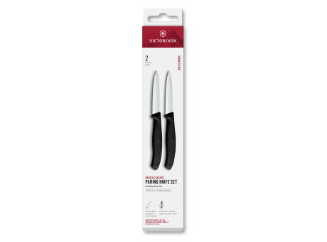 Swiss Classic, Gemüsemesser Set, 2tlg, 8cm, gerade/Wellen,schwarz