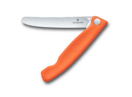 Swiss Classic, Picknick Messer, 11cm, Wellen, orange, Box