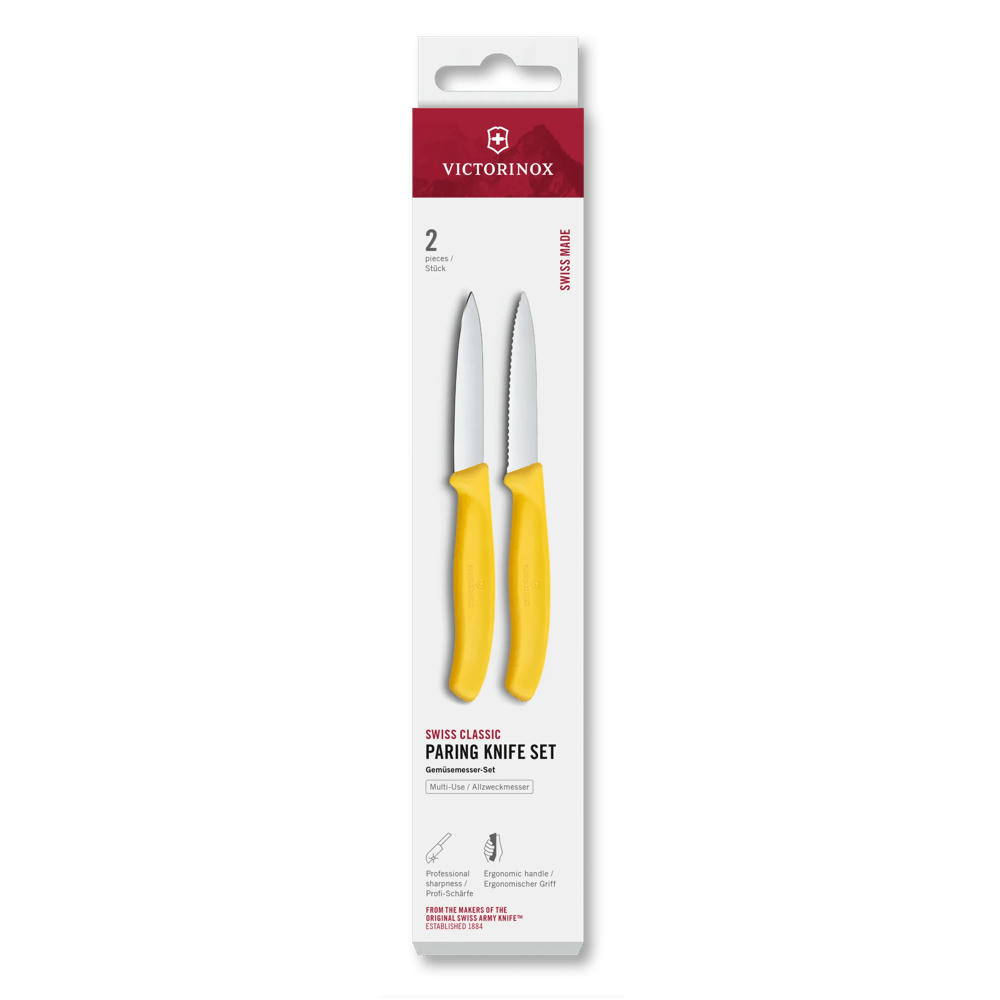 Swiss Classic, Gemüsemesser Set, 2tlg, 8cm,gerade/Wellen,gelb