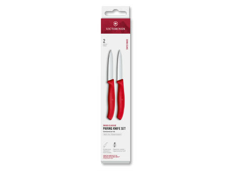 Swiss Classic, Gemüsemesser Set, 2tlg, 8cm, gerade/Wellen,rot
