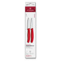 Swiss Classic, Gemüsemesser Set, 2tlg, 8cm, gerade/Wellen,rot