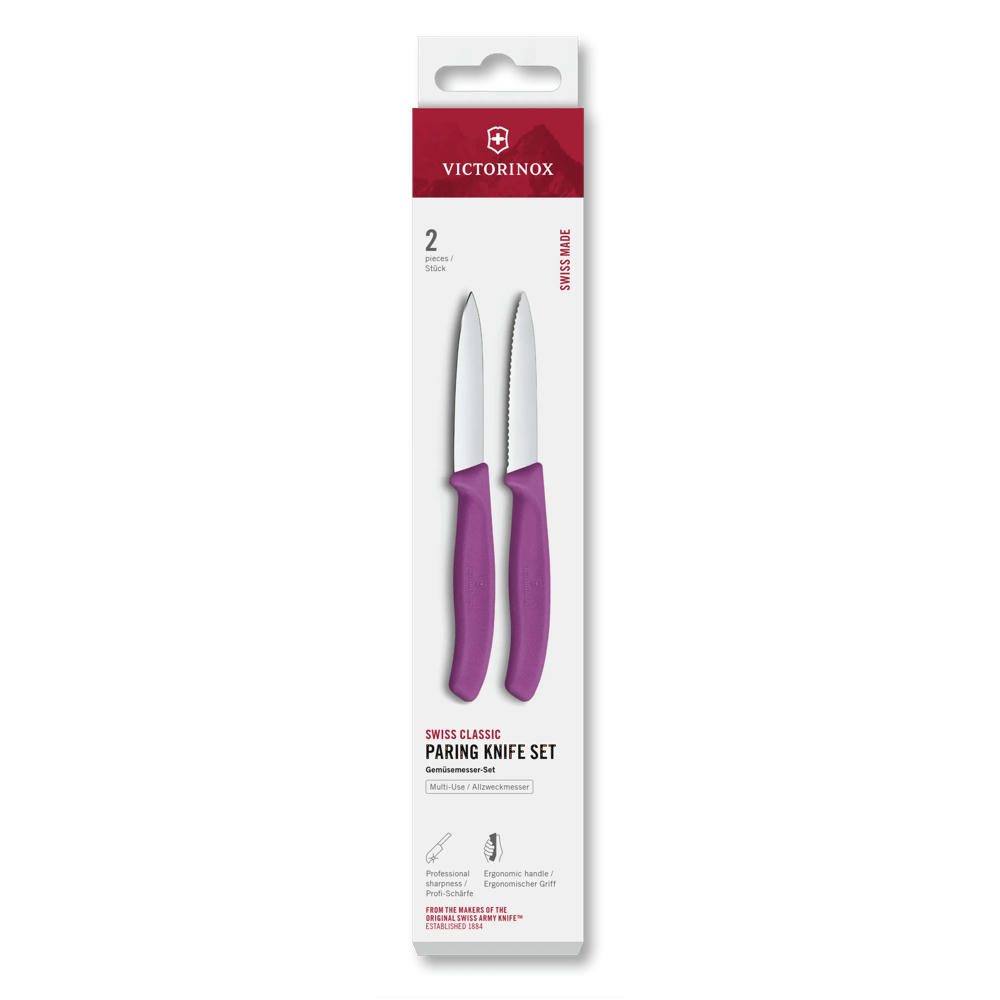 Swiss Classic, Gemüsemesser Set, 2tlg, 8cm,gerade/Wellen,violett