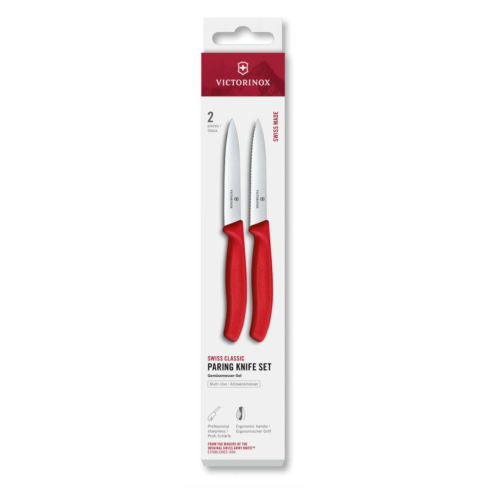Swiss Classic, Gemüsem. Set, 2tlg, 10cm, gerade/Wellen, rot, Box
