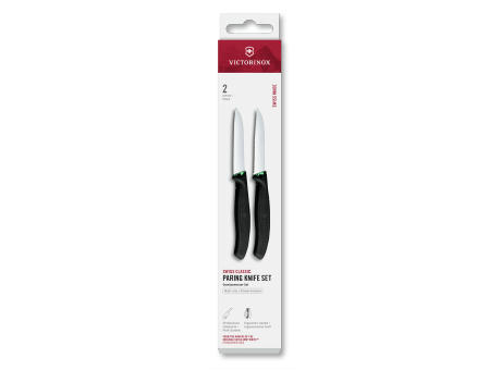 Swiss Classic, Gemüsemesser Set, 2tlg,8cm,gerade/Wellen,schwarz,B