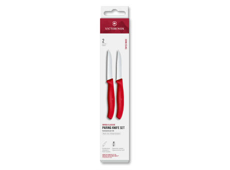 Swiss Classic, Gemüsemesser Set, 2tlg, 8cm,gerade/Wellen,rot,Box
