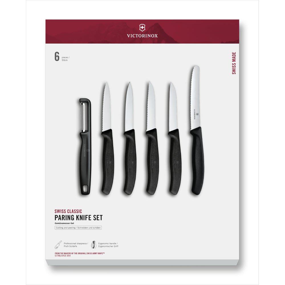 Swiss Classic, Gemüsemesser Set, 6tlg, schwarz, G