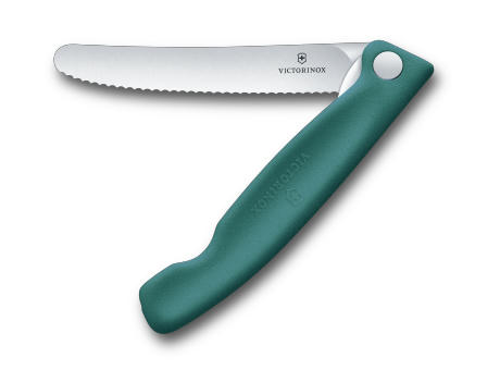 Swiss Classic, Picknick Messer, 11cm, Wellen, grün, Box