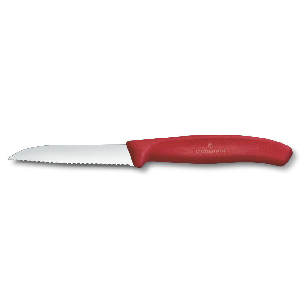 Swiss Classic, Gemüsemesser, 8cm, Wellen, rot