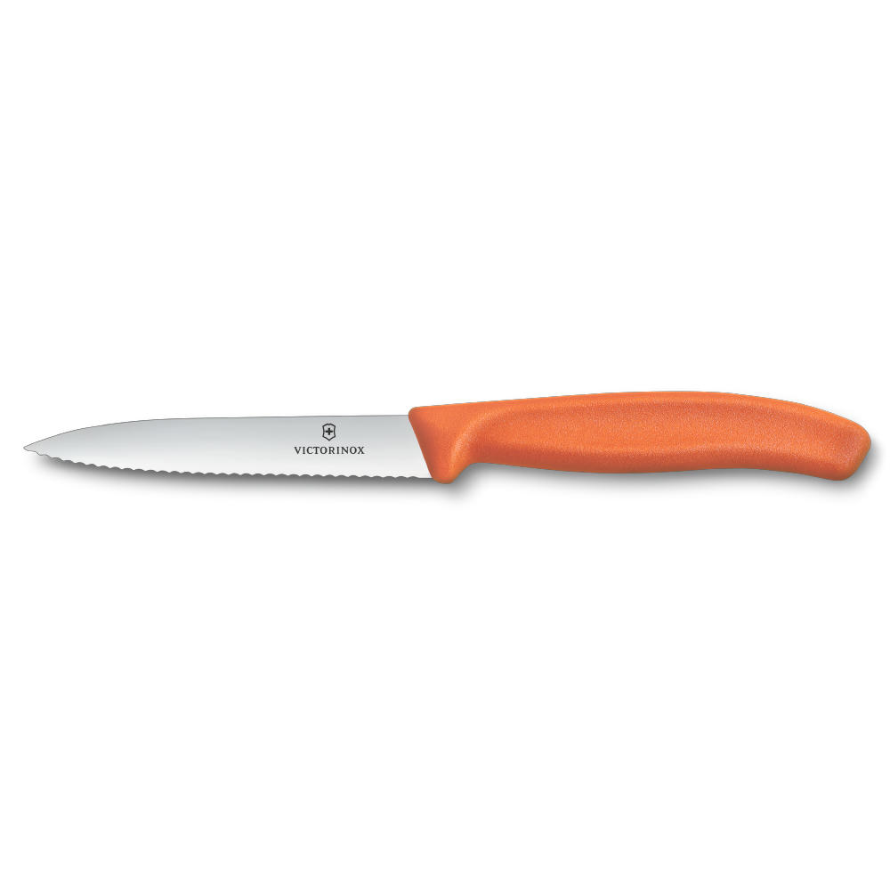 Swiss Classic, Gemüsemesser, 10cm, Wellen, Mittelspitz, orange