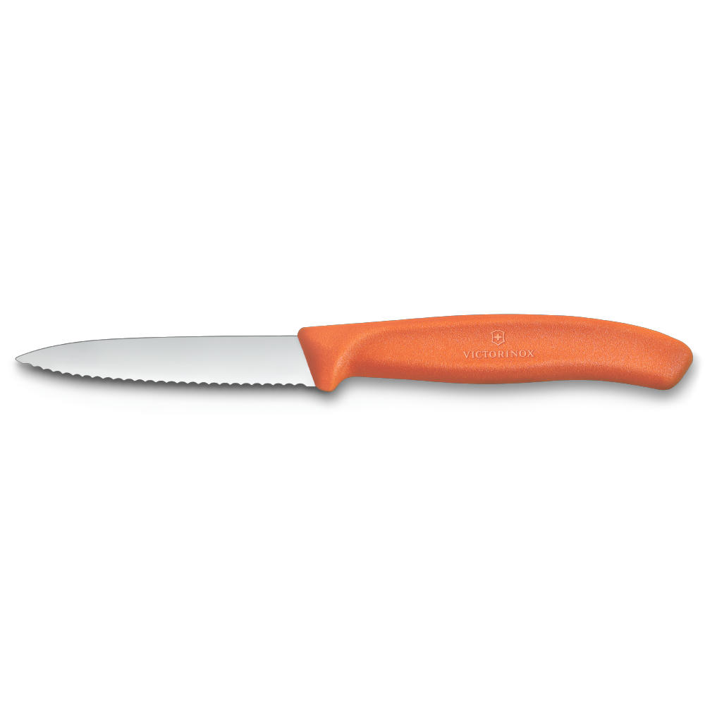 Swiss Classic, Gemüsemesser, 8cm, Wellen, Mittelspitz, orange