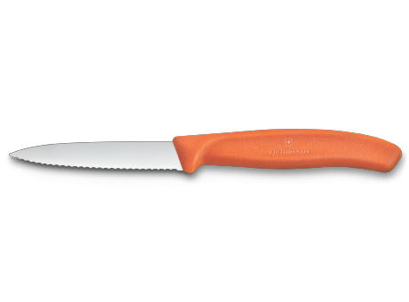 Swiss Classic, Gemüsemesser, 8cm, Wellen, Mittelspitz, orange