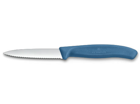 Swiss Classic, Gemüsemesser, 8cm, Wellen, Mittelspitz, blau