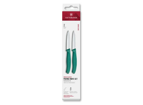 Swiss Classic, Gemüsemesser Set, 2tlg, 8cm, gerade/Wellen,grün