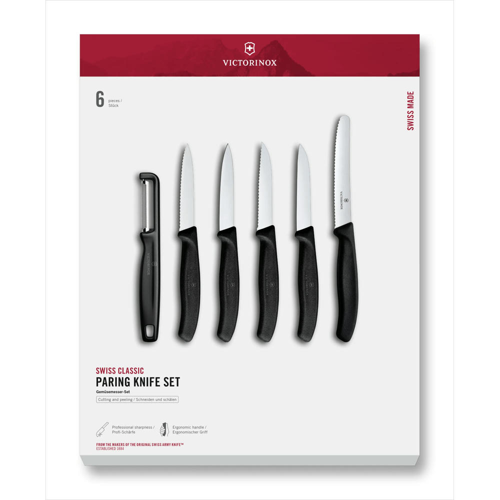 Swiss Classic, Gemüsemesser Set, 6tlg, schwarz, G