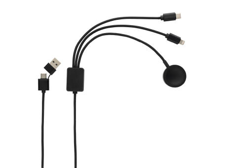 Terra RCS rPET 6-in-1-Ladekabel mit Uhrenladegerät