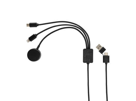 Terra RCS rPET 6-in-1-Ladekabel mit Uhrenladegerät