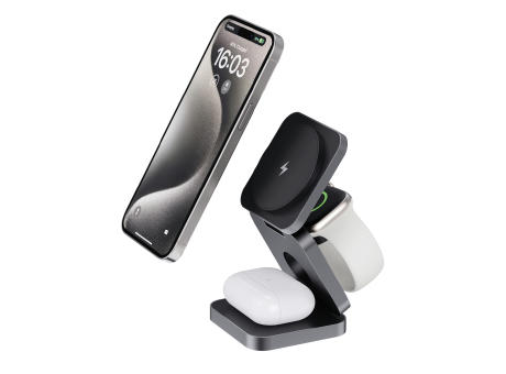 Terra faltbares 3-in-1 15W Charger aus RCS rec. Aluminium
