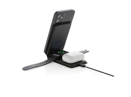 Swiss Peak 15W 3-in-1 magnetischer Wireles Charger aus rPU