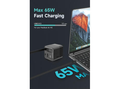 Urban Vitamin Mendocino 65W GaN-Charger mit einziehb. Kabel