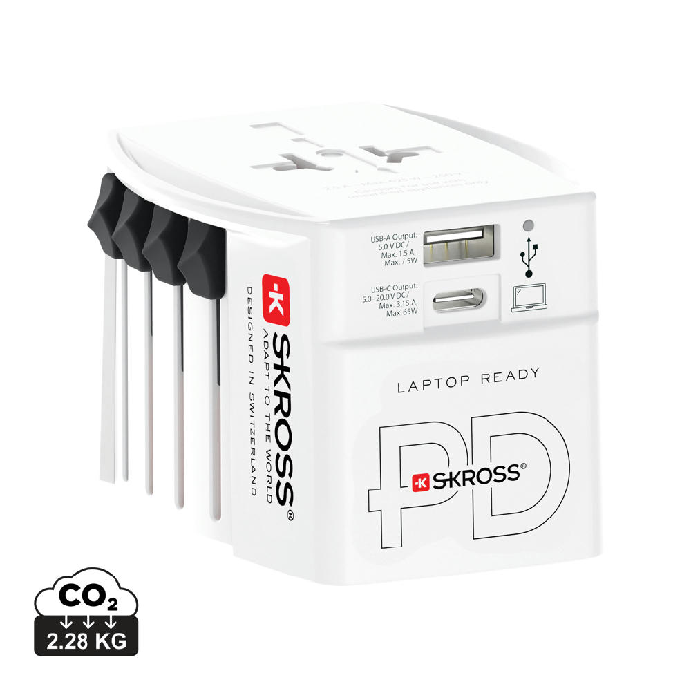 SKROSS World Travel Adapter MUV 65W PD mit USB-C-Kabel