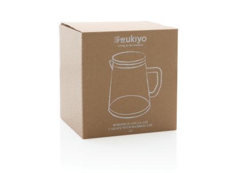 Ukiyo Borosilikat-Glaskaraffe mit Bambusdeckel 1.2L