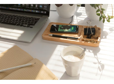 Bambus Desk Organizer mit 10 Wireless Charger