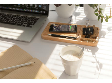 Bambus Schreibtisch-Organizer mit 5W Wireless Charger