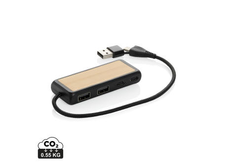 Link Dual Input USB Hub aus RCS rec. Kunststoff und Bambus